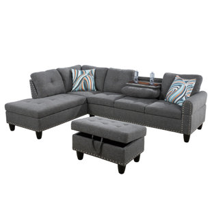 Synergy home furnishings maycen deals fabric sectional with ottoman